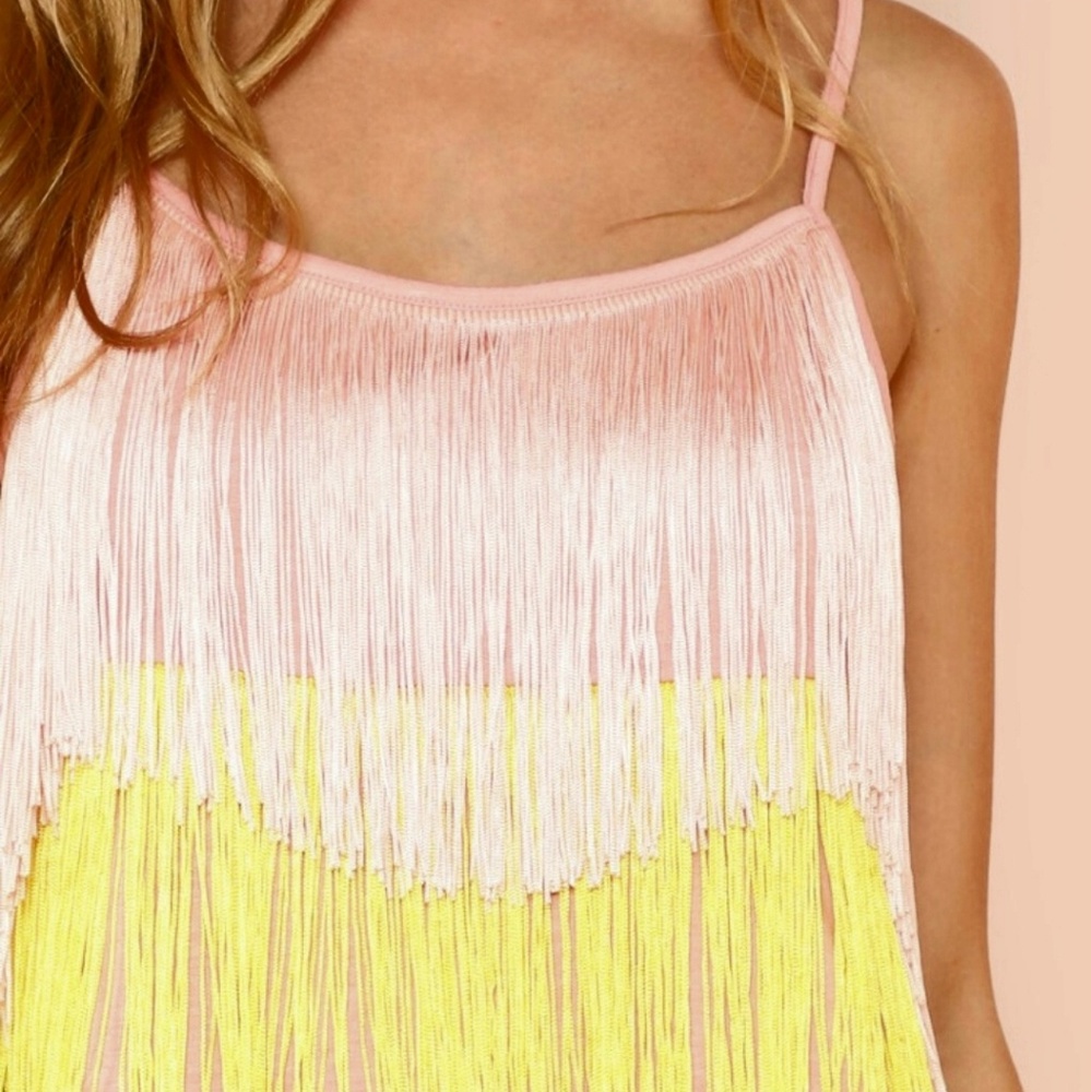 Color Block Layered Fringe Cami Top - Picture 4 of 6